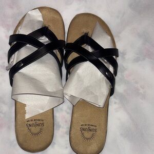 Bass Women's Black Cross-Strap Slide Sandals